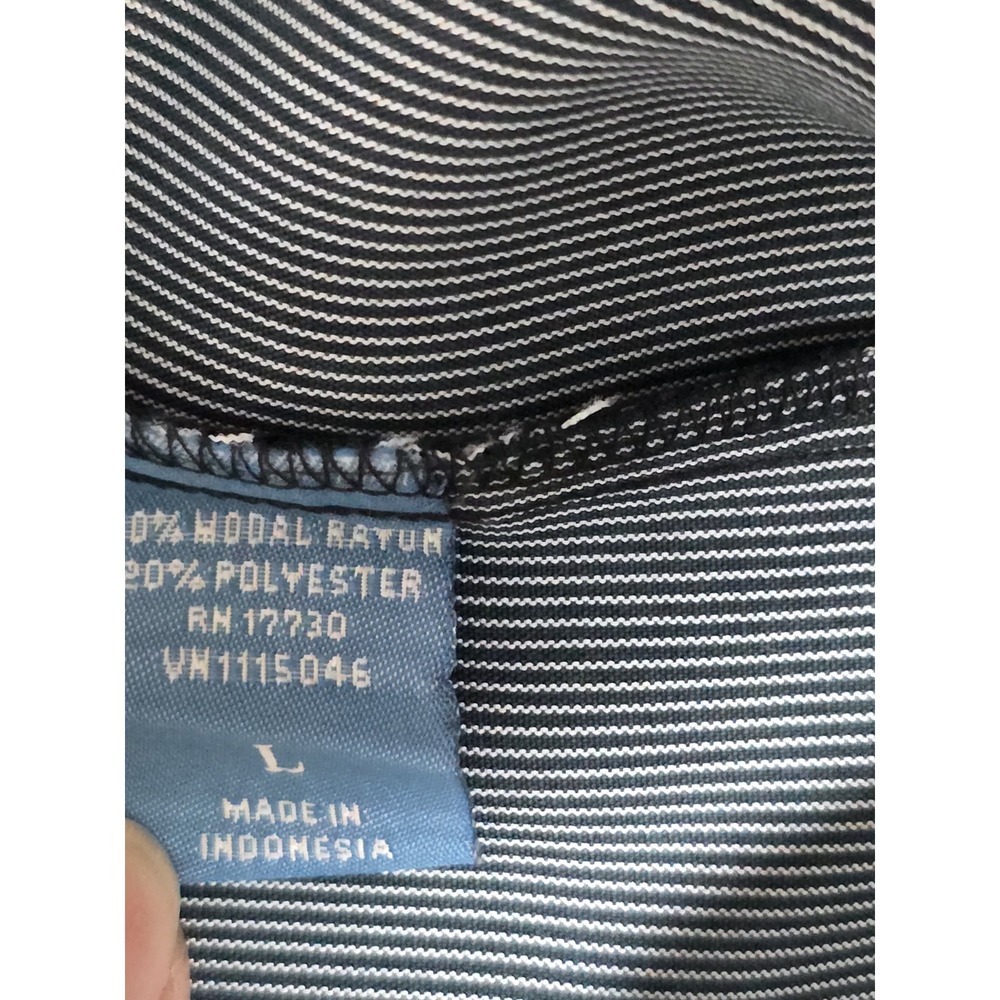 Breakwater Mens Shirt Pin Stripes Large Gray & Black Short Sleeve Rayon Button - Picture 11 of 16